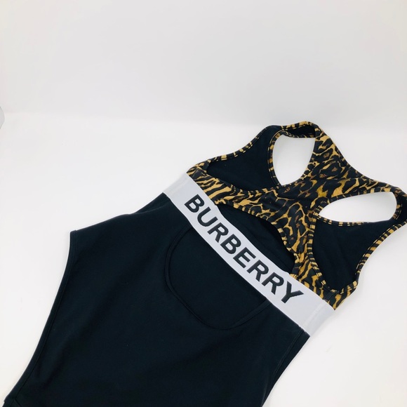 Burberry Sheld Leopard Print Logo Band Swimsuit - Picture 3 of 12